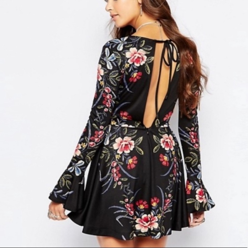 Free People Date Night Black Long Sleeve Mini - Picture 2 of 7